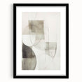 Abstract modern wall art collection featuring a sleek black frame and mat, highlighting geometric shapes and vibrant colors, perfect for contemporary home decor.