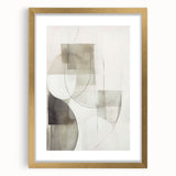 Abstract modern wall art collection featuring a gold-framed piece with a mat, showcasing vibrant colors and geometric shapes, ideal for contemporary decor.