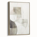 Abstract modern wall art collection featuring a gold-framed canvas with dynamic geometric shapes and rich textures, perfect for enhancing contemporary home decor.