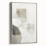 Framed canvas wall art featuring an abstract modern design with silver accents, showcasing a side view that highlights its textured surface and elegant style, ideal for contemporary home decor.