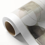 Abstract modern wall art collection featuring vibrant colors and geometric shapes on rolled canvas, showcasing a contemporary design aesthetic ideal for home decor. The artwork is packaged securely in a cardboard tube for safe delivery.