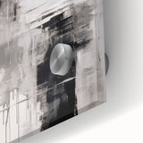 Close-up of a vibrant abstract modern design wall art piece featuring bold colors and intricate patterns, crafted on acrylic glass for a contemporary aesthetic.