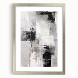 Abstract modern design wall art collection showcasing a sleek silver frame with a mat, perfect for contemporary home décor. Ideal for enhancing living spaces with artistic flair.