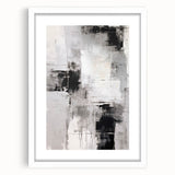 Abstract modern wall art design featuring a framed piece with a white mat, showcasing geometric shapes and vibrant colors, perfect for contemporary home decor.