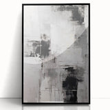 Framed abstract modern wall art design showcasing bold colors and geometric shapes, featuring a sleek black frame, perfect for contemporary home decor.