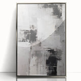 Framed acrylic wall art showcasing an abstract modern design with a silver finish, ideal for contemporary home decor. The piece adds elegance and sophistication to any room.