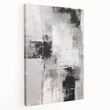 Abstract modern wall art collection showcasing vibrant geometric shapes and colors on a stretched canvas. The side view highlights the depth and texture, ideal for contemporary home decor.