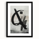 Abstract modern design wall art collection framed with a matte black finish, showcasing geometric shapes and vibrant colors, ideal for contemporary home decor.