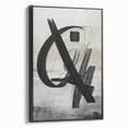 Framed canvas art showcasing an abstract modern design with vibrant colors, displayed from a black side view, perfect for contemporary home decor.