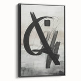Framed canvas art showcasing an abstract modern design with vibrant colors, displayed from a black side view, perfect for contemporary home decor.