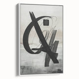 Framed abstract modern wall art featuring a vibrant color palette and geometric design, showcased from a side view against a neutral background, ideal for contemporary decor.