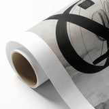 Abstract modern wall art featuring vibrant geometric shapes in a blend of blue, orange, and yellow tones, designed for contemporary home decor. This rolled canvas artwork is perfect for adding a splash of color and personality to any living space, enhancing modern interiors.