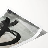 Abstract modern wall art print showcasing vibrant colors and geometric shapes, rolled and ready for display, ideal for contemporary home decor.