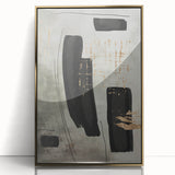 Framed abstract modern wall art collection featuring a gold acrylic design, showcasing elegant geometric shapes against a white background, perfect for contemporary decor.