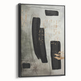 Framed abstract modern wall art collection featuring a black side view with vibrant colors and geometric patterns, ideal for contemporary home decor.