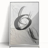 Framed abstract modern wall art collection showcasing a vibrant, colorful design with geometric shapes, displayed against a white background, ideal for contemporary decor.