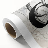 Abstract modern wall art on rolled canvas showcasing vibrant geometric shapes in blue, orange, and yellow hues, perfect for contemporary home decor.