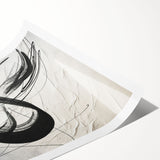 Abstract modern wall art design featuring vibrant colors and dynamic shapes, rolled into a protective tube for easy storage and display. Perfect for contemporary decor.