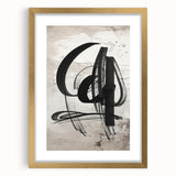 Abstract modern wall art collection featuring a gold frame with matting, showcasing a vibrant geometric design in shades of blue and orange, perfect for contemporary decor.