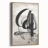 Framed canvas wall art showcasing an abstract modern design in gold tones, set against a minimalist backdrop, ideal for contemporary home decor.