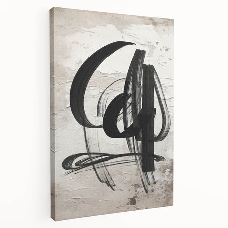 Abstract modern design stretched canvas wall art showcasing vibrant colors and geometric patterns, ideal for contemporary home decor, displayed in a side view.