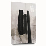 Abstract modern wall art collection displayed in a sleek acrylic frame, showcasing vibrant geometric patterns in a side view, ideal for contemporary decor.