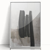 Framed abstract modern wall art featuring a minimalist design with bold colors, displayed against a white backdrop, ideal for contemporary home decor.