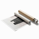 Abstract modern wall art print showcasing vibrant colors and intricate geometric patterns, rolled for shipping in a protective tube, ideal for contemporary decor.