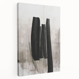 Abstract modern wall art design featuring vibrant colors and geometric shapes on a stretched canvas, showcasing a unique side view ideal for contemporary decor.