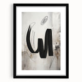 Abstract modern wall art collection featuring a black frame and mat, showcasing geometric patterns and vibrant colors, perfect for contemporary home decor.