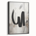 Framed canvas wall art featuring an abstract modern design in bold black hues, showcasing a sleek side view. Ideal for contemporary home decor, enhancing modern aesthetics.