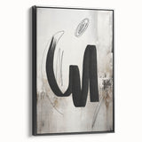 Framed canvas wall art featuring an abstract modern design in bold black hues, showcasing a sleek side view. Ideal for contemporary home decor, enhancing modern aesthetics.
