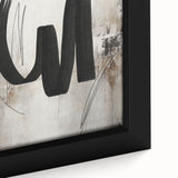 Close-up of a framed abstract modern wall art piece, showcasing bold colors and dynamic shapes, perfect for contemporary home decor. The canvas highlights intricate details and textures, ideal for enhancing any living space.