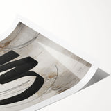 Abstract modern wall art print showcasing vibrant geometric shapes in shades of blue, orange, and yellow, rolled up for easy shipping and display. Perfect for contemporary home decor.