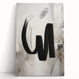 Abstract modern wall art design featuring vibrant colors and geometric patterns on a stretched canvas, leaning against a neutral wall, perfect for contemporary decor.