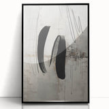 Framed abstract modern wall art design showcasing a vibrant color palette with geometric shapes, featuring a sleek black frame, perfect for contemporary decor.