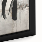 Close-up of an abstract modern wall art piece featuring vibrant geometric patterns in bold colors, framed and ready to enhance contemporary home decor.