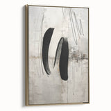 Framed abstract modern wall art design showcasing a gold color palette with geometric shapes, perfect for contemporary home decor. Ideal for elevating living spaces.