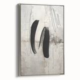 Framed canvas artwork showcasing an abstract modern design in shades of silver, presented in a sleek frame, perfect for contemporary home decor.