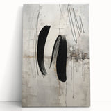 Abstract modern wall art design featuring vibrant colors and geometric patterns on a stretched canvas, leaning against a neutral wall for a contemporary look.