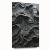 Abstract modern wall art collection displayed in a sleek acrylic glass frame, featuring vibrant colors and geometric patterns, ideal for contemporary home decor.