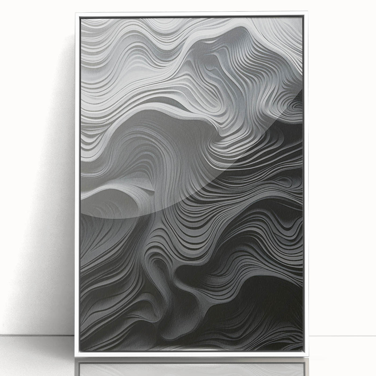 Framed modern abstract wall art featuring vibrant colors and geometric shapes, set against a white background, ideal for contemporary home decor.