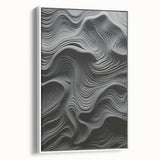 Framed canvas wall art showcasing an abstract modern design with vibrant colors, featuring a white border and a sleek side profile, perfect for contemporary decor.