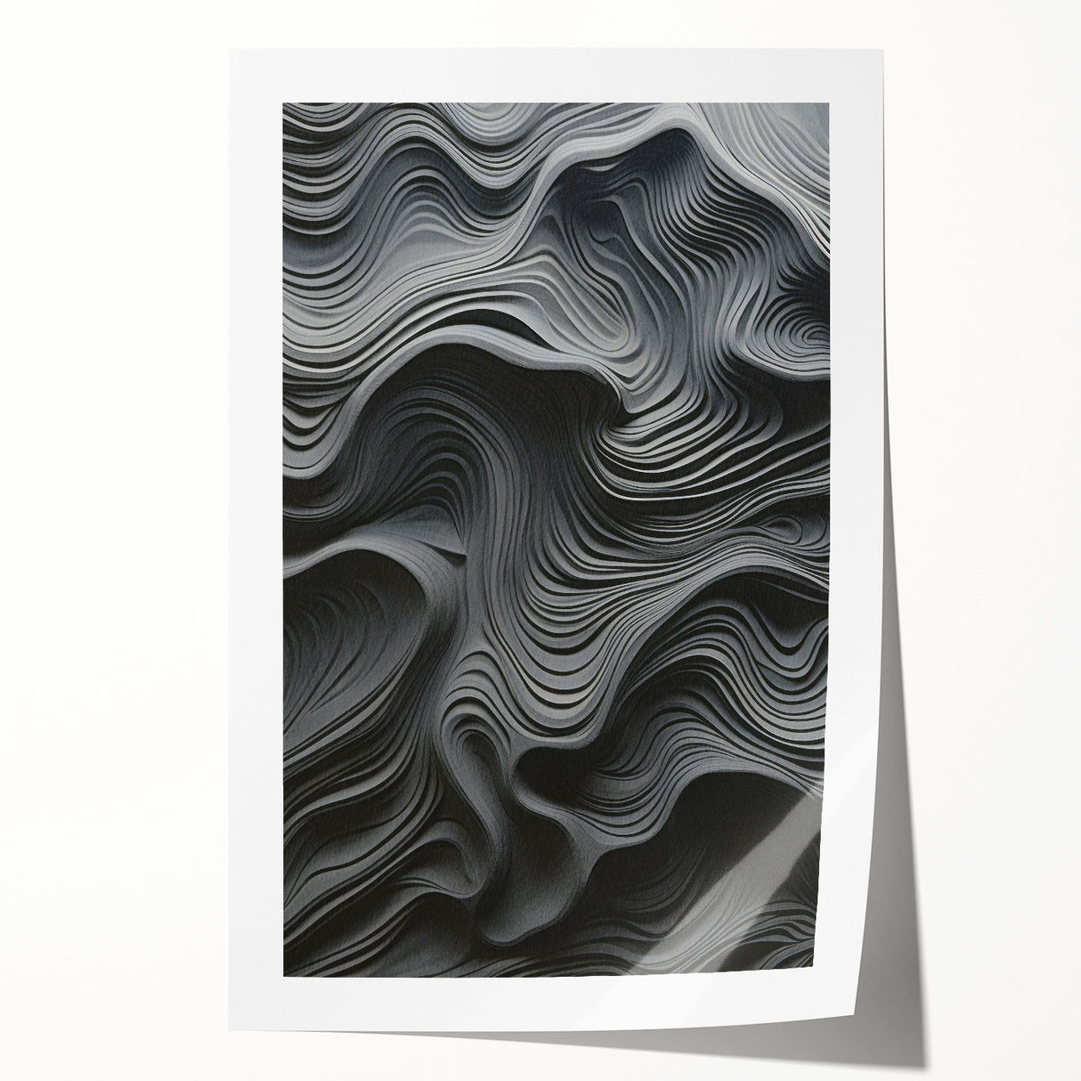Abstract modern wall art print featuring vibrant geometric patterns in bold colors, rolled and ready for display, ideal for contemporary home decor.