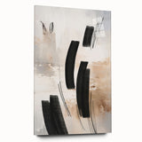 Abstract modern wall art collection showcasing a vibrant acrylic glass frame, featuring bold geometric designs in various colors, displayed at an angle for visual depth.