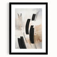 Abstract modern wall art featuring a black frame with a mat, showcasing geometric shapes and vibrant colors, perfect for contemporary home decor.