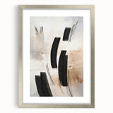 Modern abstract wall art collection featuring a silver frame and mat, showcasing geometric patterns and vibrant colors, ideal for contemporary home decor.