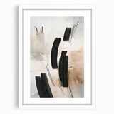 Abstract modern wall art featuring a geometric design in muted colors, framed with a white mat, ideal for contemporary home decor. The artwork adds a stylish touch to any interior space, enhancing aesthetic appeal and creating a focal point. Perfect for art enthusiasts looking to elevate their living environment.