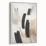 Framed wall art showcasing an abstract modern design with vibrant colors and geometric shapes, set against a white background, perfect for contemporary home decor.