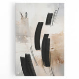 Abstract modern wall art featuring vibrant geometric shapes in shades of blue, orange, and yellow, printed on stretched canvas, perfect for contemporary home decor.